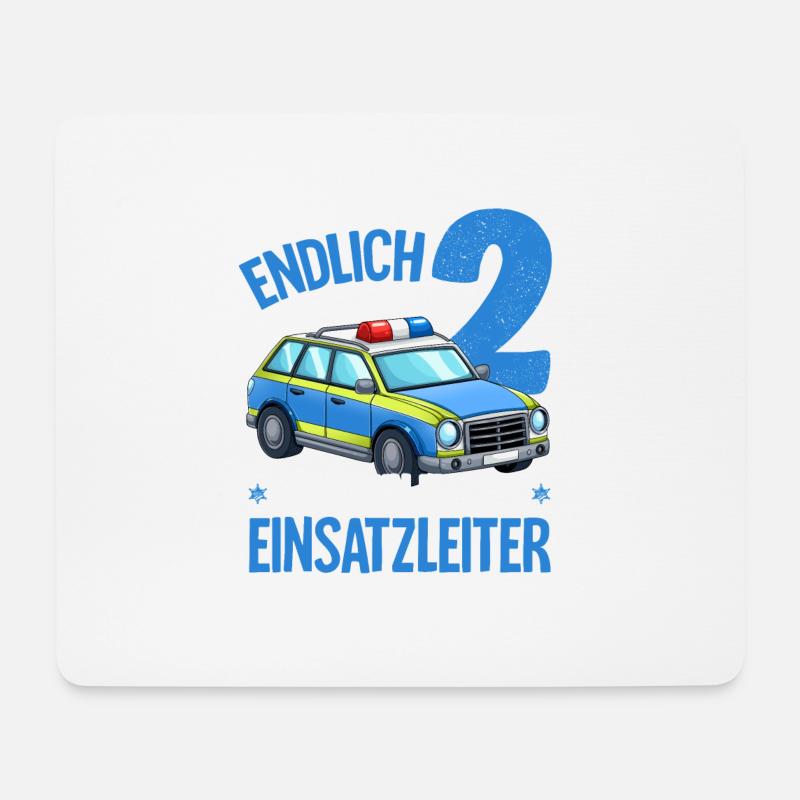 2. Geburtstag Polizei Polizeiauto 2 Jahre - Mousepad (Querformat) - Weiß