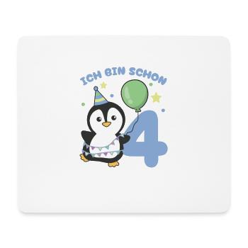 J’ai déjà 4 enfants d’anniversaire de pingouins - Tapis de souris (format paysage) - blanc - Devant
