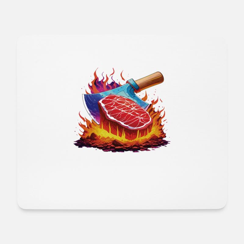 STEAK FEUER - Mousepad (Querformat) - Weiß