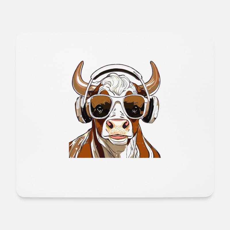 BULLE MIT SONNENBRILLE - Mousepad (Querformat) - Weiß