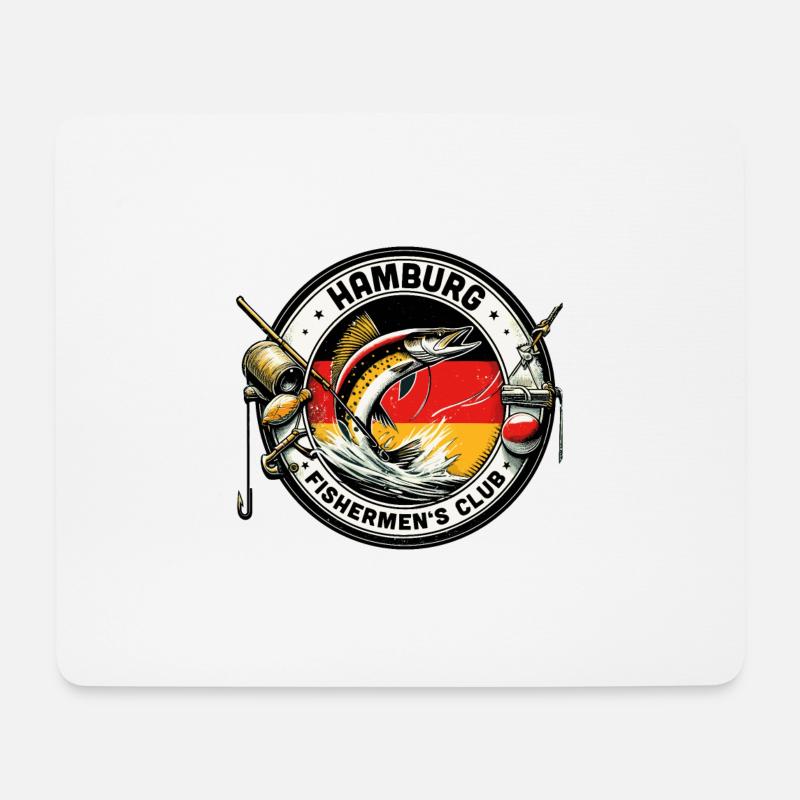 Conception du club de pêcheurs de Hambourg - Tapis de souris (format paysage) - blanc