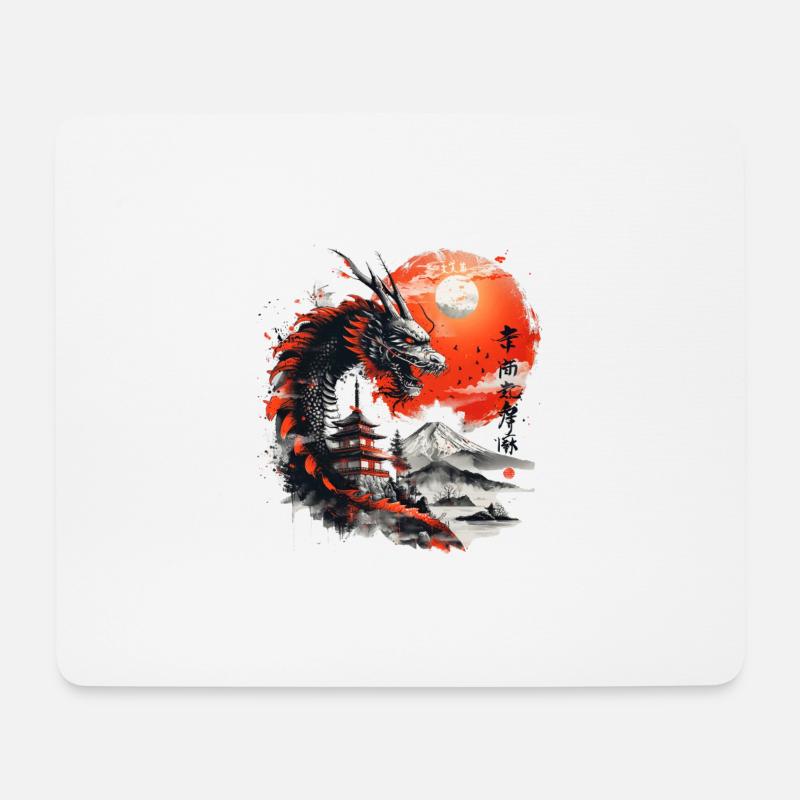 Drache Japanisch - Mousepad (Querformat) - Weiß