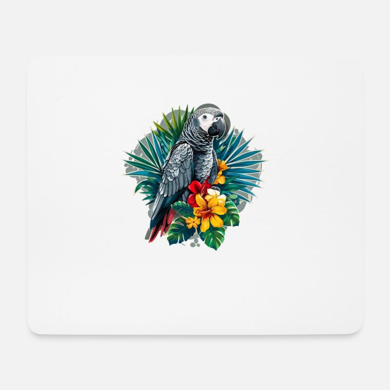 Graupapageien Graupapagei - Mousepad (Querformat) - Weiß