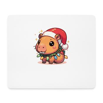 Weihnachtsmütze Weihnachten Lichterkette Capybara - Mousepad (Querformat) - Weiß - Vorne