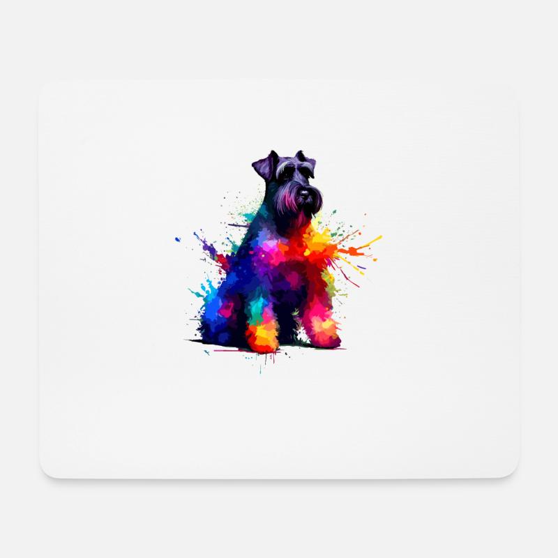 Bunte Splash Art Riesenschnauzer Schnauzer - Mousepad (Querformat) - Weiß