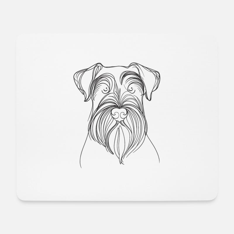 Strichzeichnungen Riesenschnauzer Schnauzer - Mousepad (Querformat) - Weiß