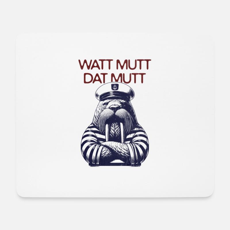 Watt Mutt dat Mutt - Walross Kapitän - Mousepad (Querformat) - Weiß