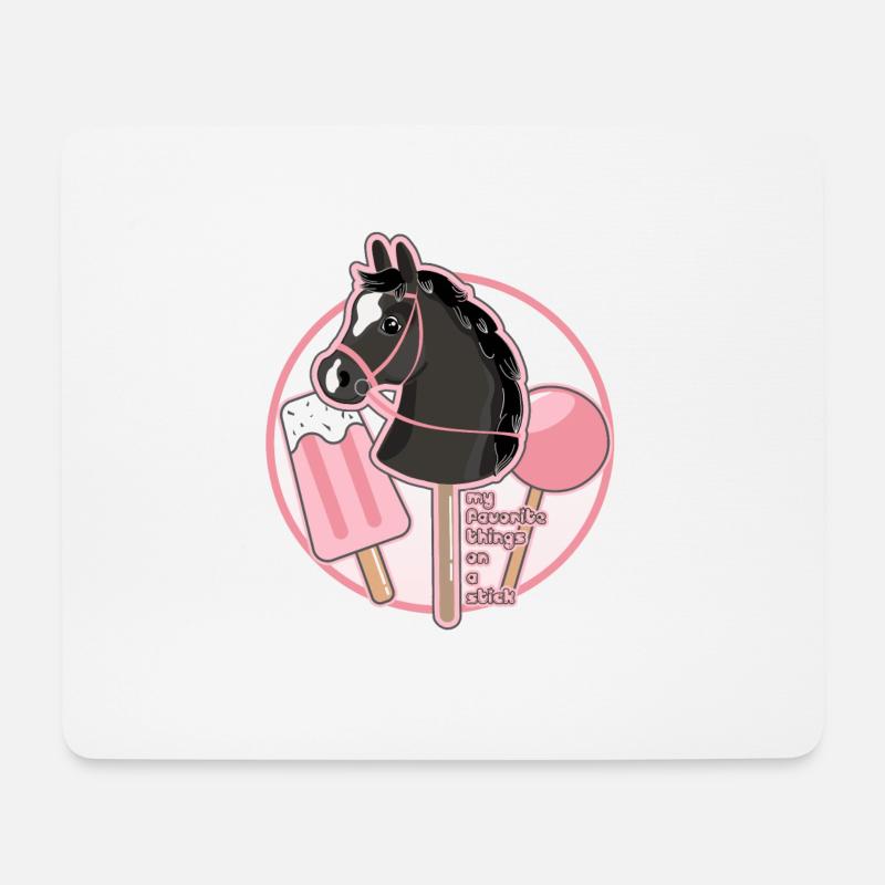 STECKENPFERD - PINK - PFERD AM STIEL - Mousepad (Querformat) - Weiß