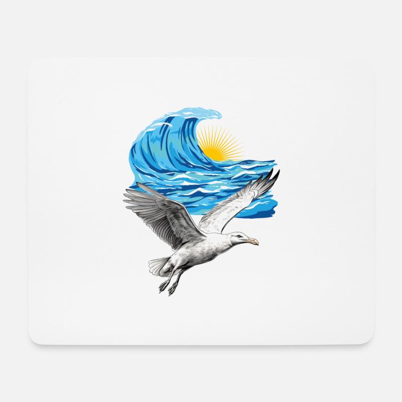 Seevögel Möwen Möwe Welle See Nordsee Ostsee - Mousepad (Querformat) - Weiß