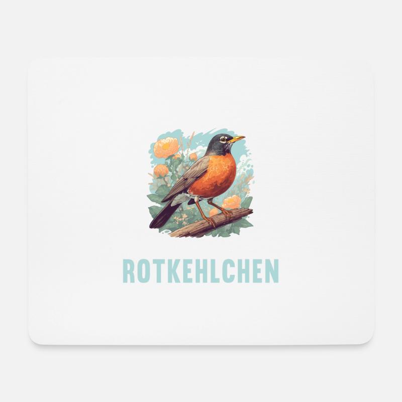Robin Rotkehlchen - Mousepad (Querformat) - Weiß