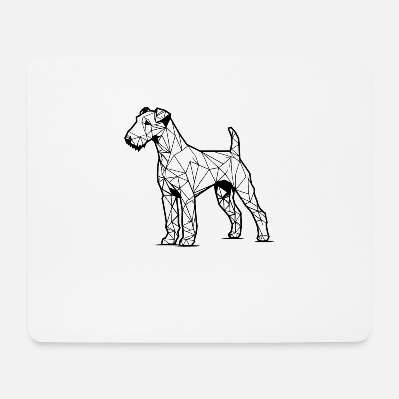 Geometrische Strichkunst Airedale Terrier Bingley - Mousepad (Querformat) - Weiß
