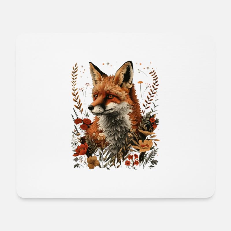 Natur Floral Fuchs - Mousepad (Querformat) - Weiß