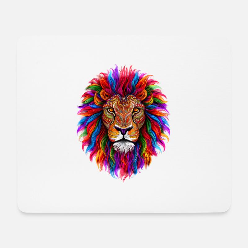Psychedelischer Löwe - Mousepad (Querformat) - Weiß