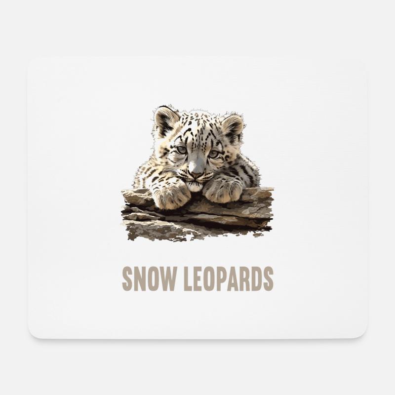 Snow Leopard Schneeleoparden Schneeleopard - Mousepad (Querformat) - Weiß