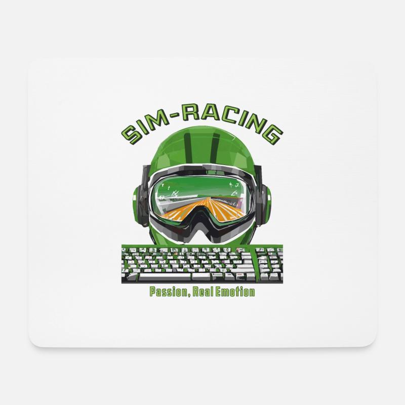 SIM RACING Passion, Real Emotion - Mousepad (Querformat) - Weiß