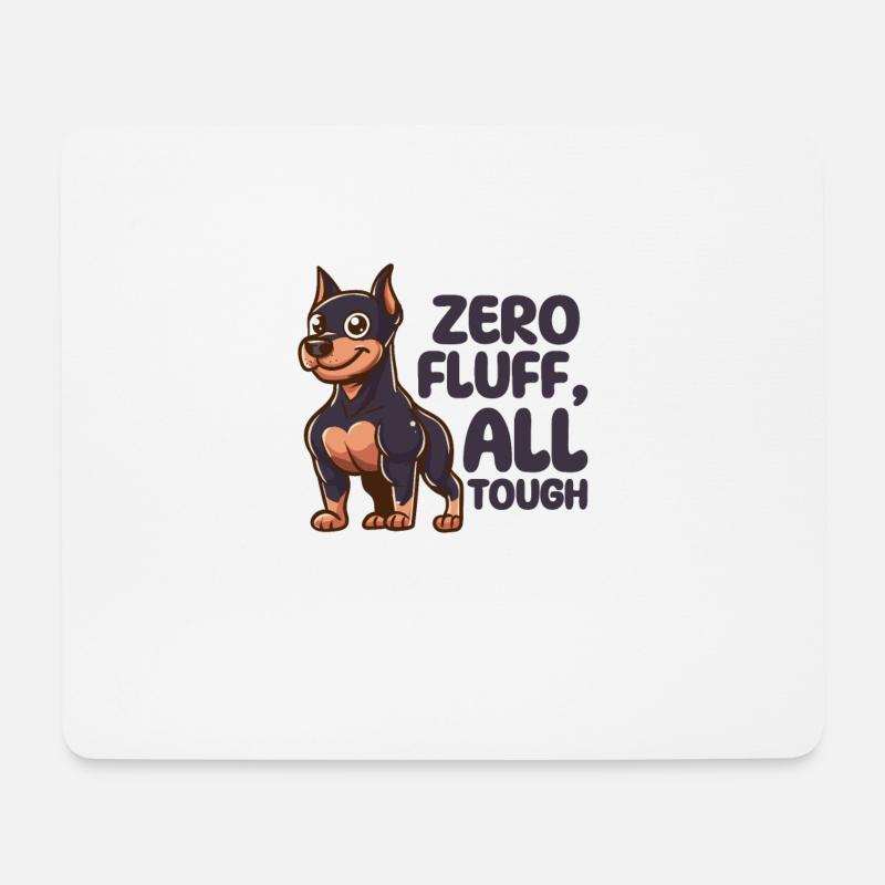 Null Flusen, alles zäh - Dobermann Hund - Mousepad (Querformat) - Weiß