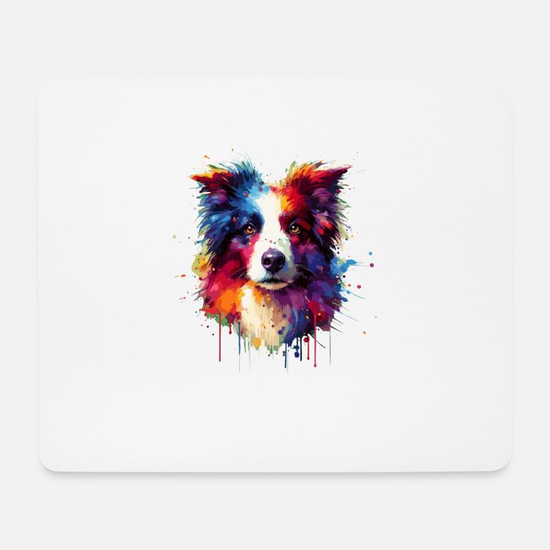 Bunte Splash Art Border Collie Border Collies - Mousepad (Querformat) - Weiß