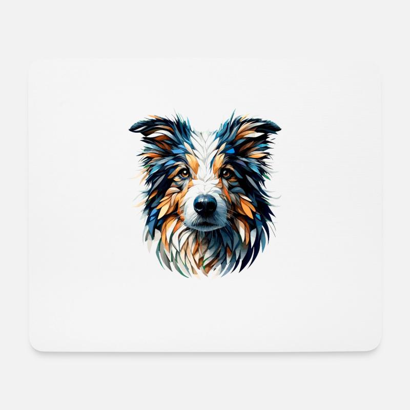 Polygon Art Border Collie Border Collies - Mousepad (Querformat) - Weiß