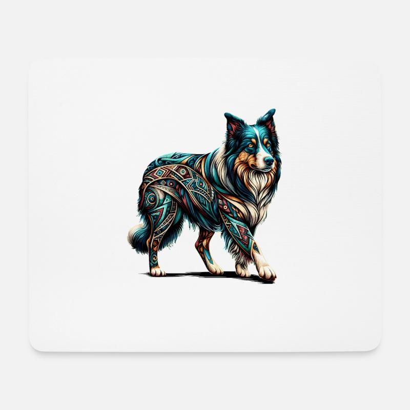 Mandala Art Border Collie Border Collies - Mousepad (Querformat) - Weiß
