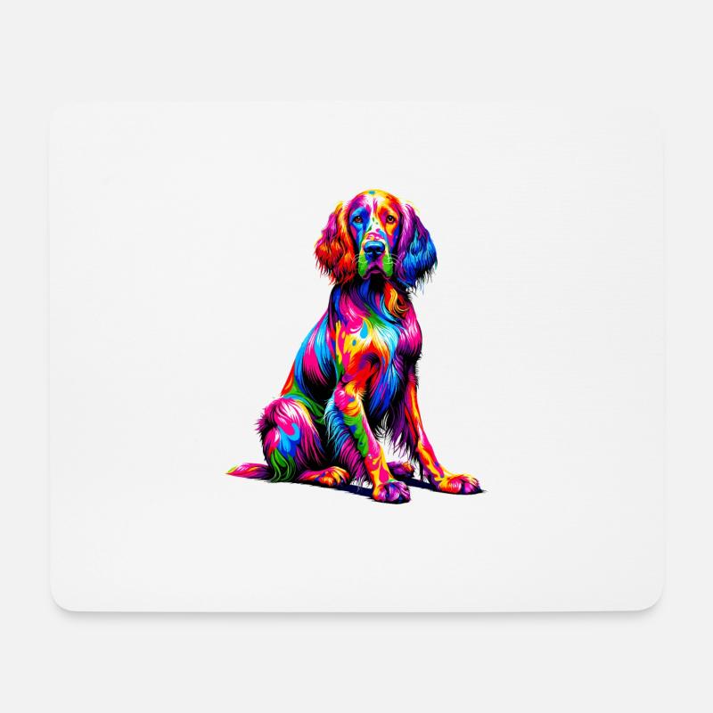 Bunte Pop Art English Setter Laverack Setter - Mousepad (Querformat) - Weiß