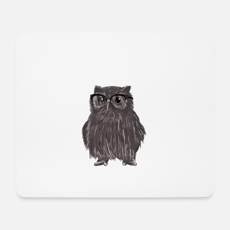 Eule Mit Brille, Die Grammatik Hoot Nächtlicher Spaß - Mousepad (Querformat) - Weiß