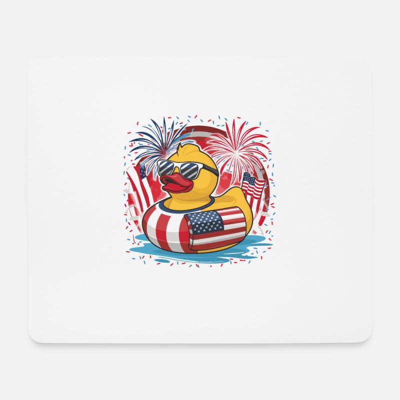 Patriotisches Gummi-Entchen amerikanischer Flagge - Mousepad (Querformat) - Weiß