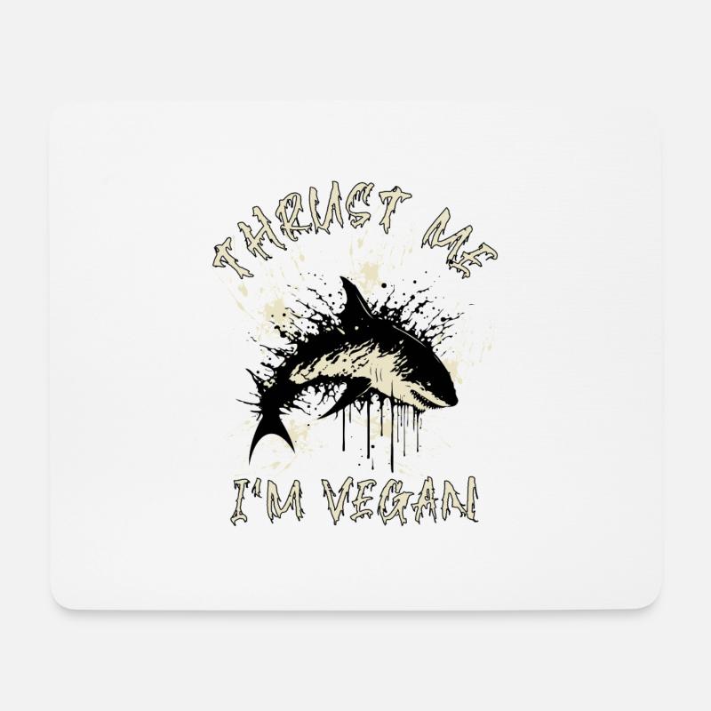 Vegan - Hai - Lustig - Mousepad (Querformat) - Weiß