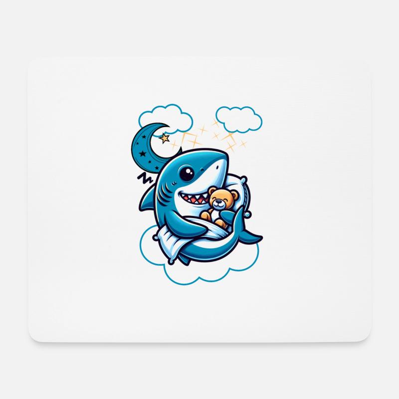 Hai Schlafschirt mit süßen Teddybear - Mousepad (Querformat) - Weiß