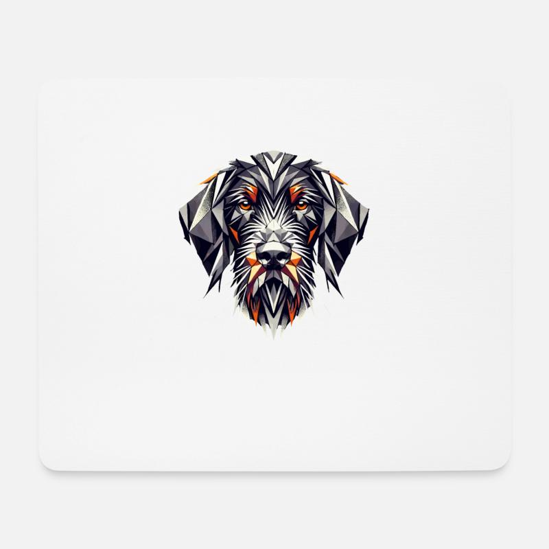 Geometrische Kunst Deutscher Drahthaarzeiger - Mousepad (Querformat) - Weiß