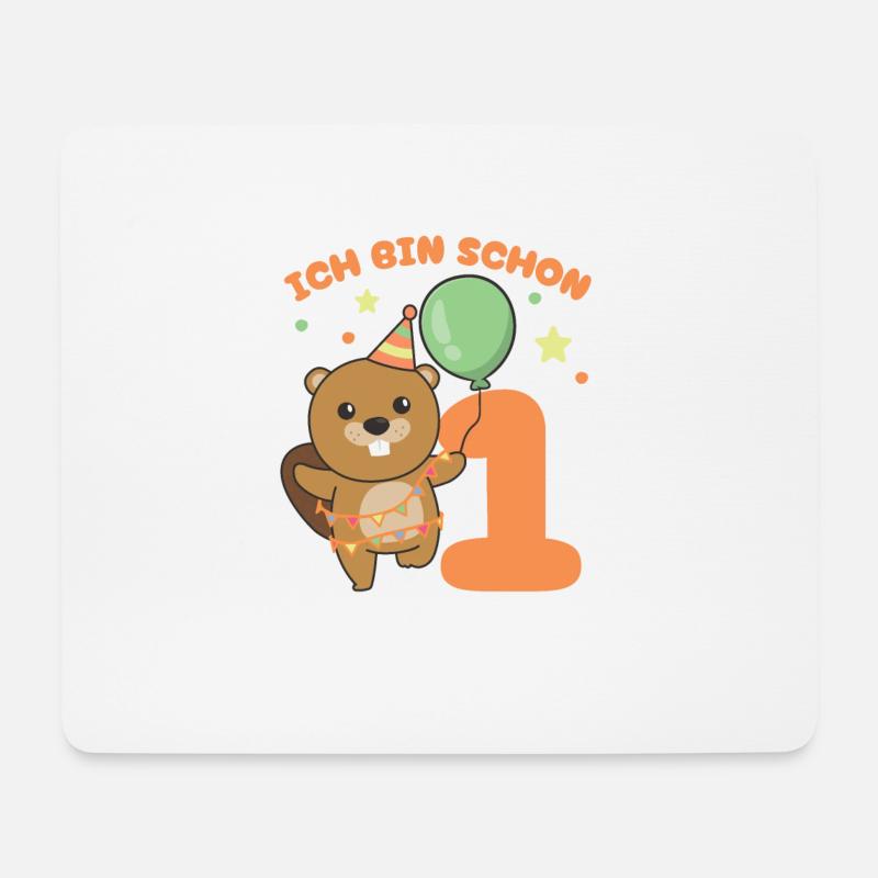 Ich bin schon 1 Biber Geburtstags Kinder - Mousepad (Querformat) - Weiß