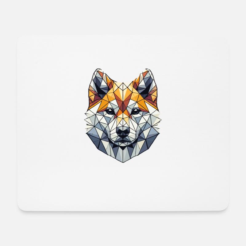 Geometrische Kunst Japanisch Shiba Inu - Mousepad (Querformat) - Weiß