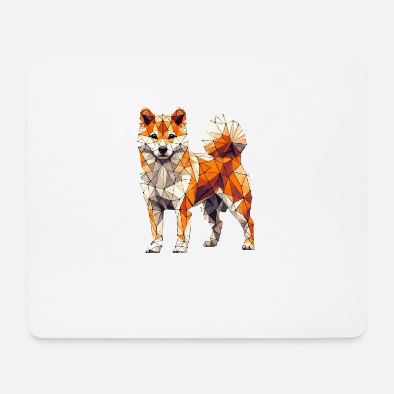 Geometrische Kunst Japanisch Shiba Inu - Mousepad (Querformat) - Weiß