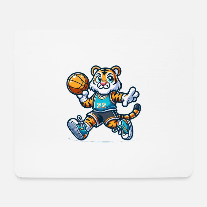 Cute Basketball Player Tiger - Mousepad (Querformat) - Weiß