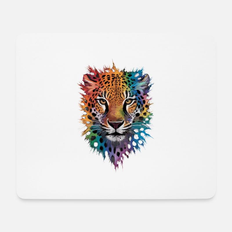 Leopard Raubkatze - Mousepad (Querformat) - Weiß