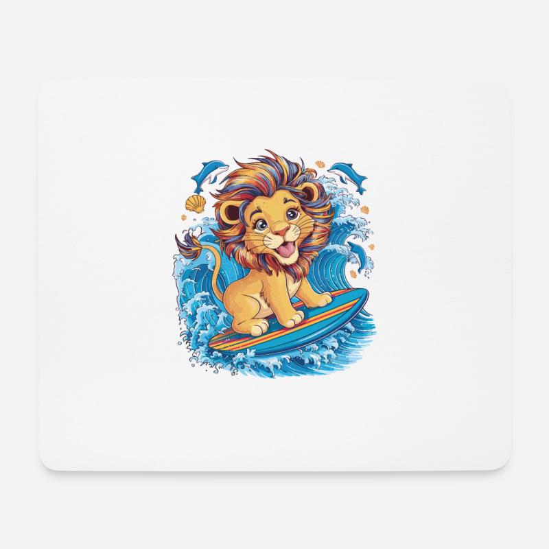 Surfendes Einhorn auf Regenbogenwelle - Mousepad (Querformat) - Weiß