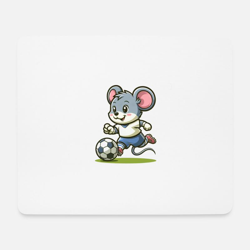 Cute Soccer Player Mouse - Mousepad (Querformat) - Weiß