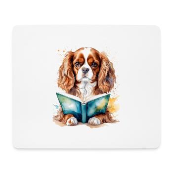 Cavalier King Charles Spaniel Lecture Livre Chien - Tapis de souris (format paysage) - blanc - Devant