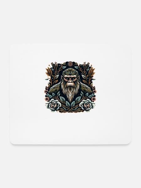 Floral Bigfoot Sasquatch - Mousepad (Querformat) - Weiß