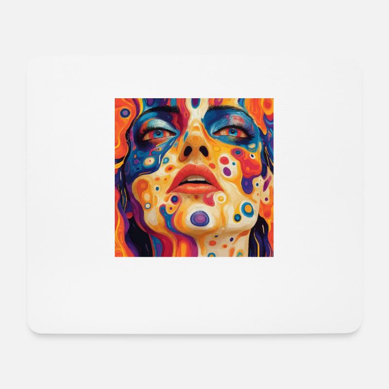 Psychodelisches Gesicht bunt - Mousepad (Querformat) - Weiß