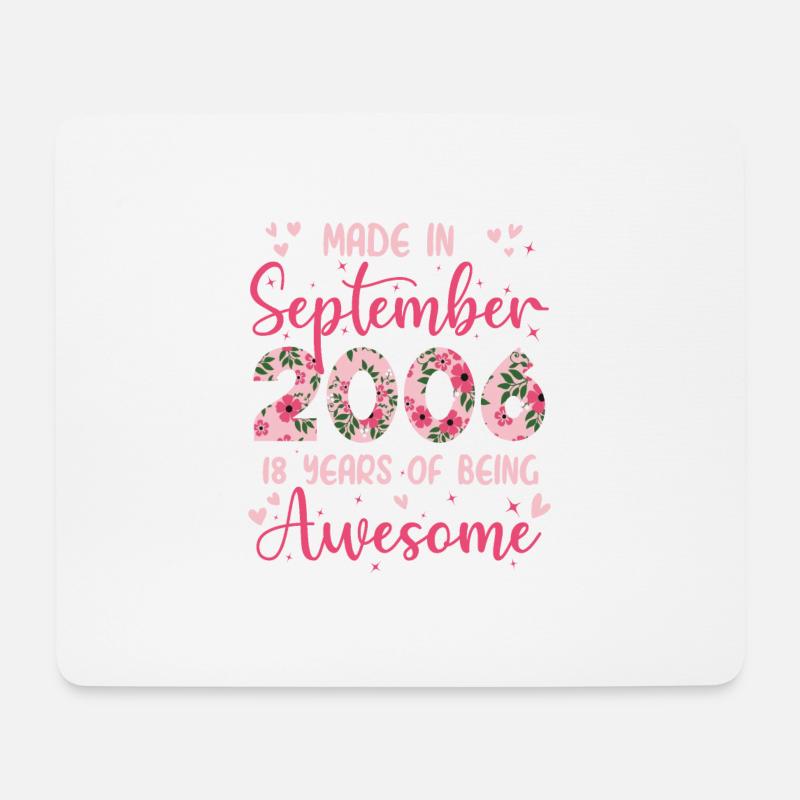 September 2006 18. Geburtstag für Mädchen - Mousepad (Querformat) - Weiß