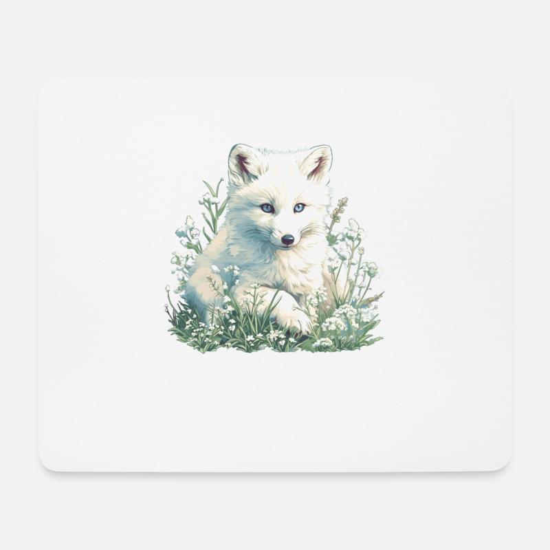 Arctic Fox Polarfüchse Polarfuchs - Mousepad (Querformat) - Weiß