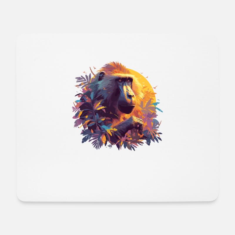 Baboon Paviane Pavian - Mousepad (Querformat) - Weiß