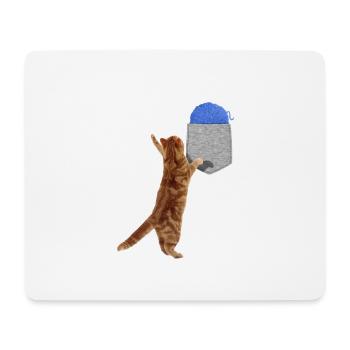 Chat Atteignant Une Boule De Laine Dans Votre Fausse Poche Fun - Tapis de souris (format paysage) - blanc - Devant