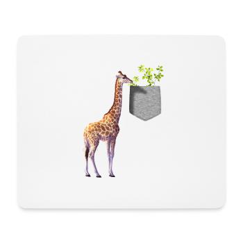 Giraffe Reaching For Branch With Leaves In Pocket - Mouse Pad (horizontal) - white - Front
