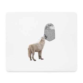 Loup hurlant à la lune dans votre fausse poche drôle - Tapis de souris (format paysage) - blanc - Devant