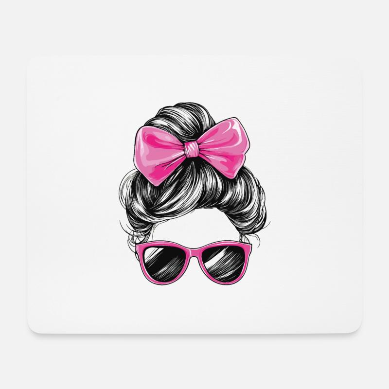 Frau Sonnenbrille Haare Schleife Mädchen Cool Chic - Mousepad (Querformat) - Weiß