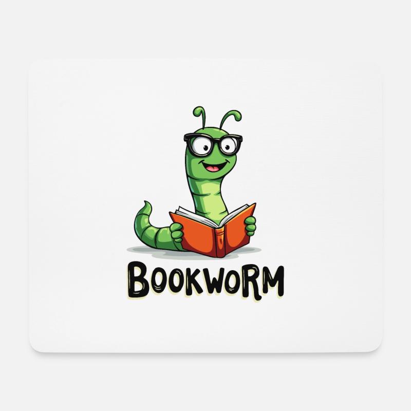 BÜCHERWURM - Mousepad (Querformat) - Weiß