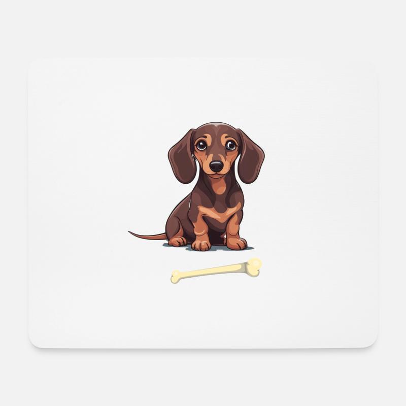 Dackel Hund Hunde Haustier Kinder Kind - Mousepad (Querformat) - Weiß