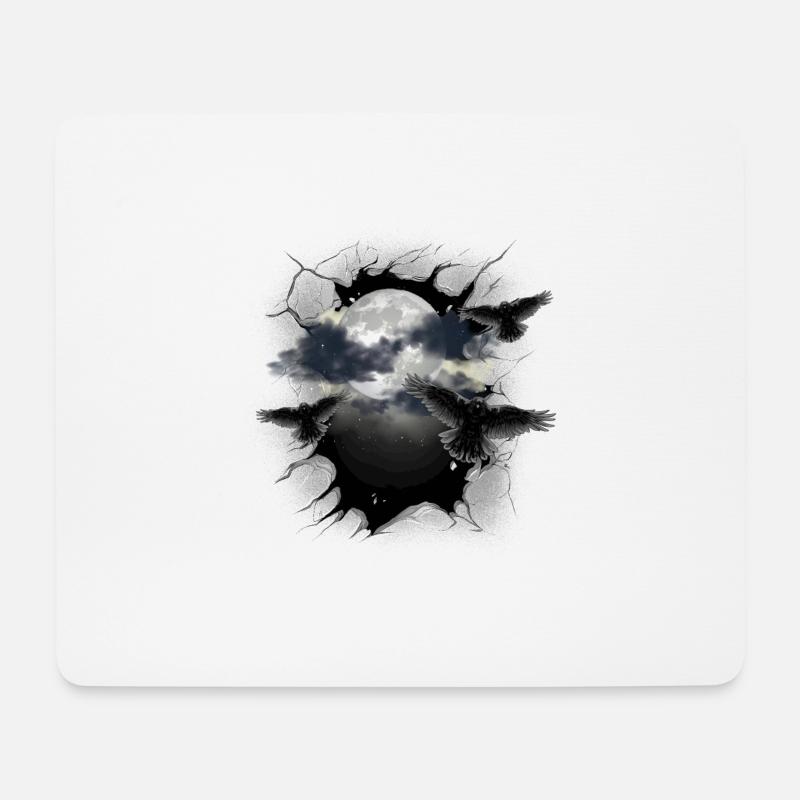 Halloween Raben Rabe Mond Vollmond Krähen - Mousepad (Querformat) - Weiß