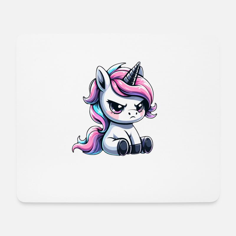 Launisches Einhorn - Mousepad (Querformat) - Weiß